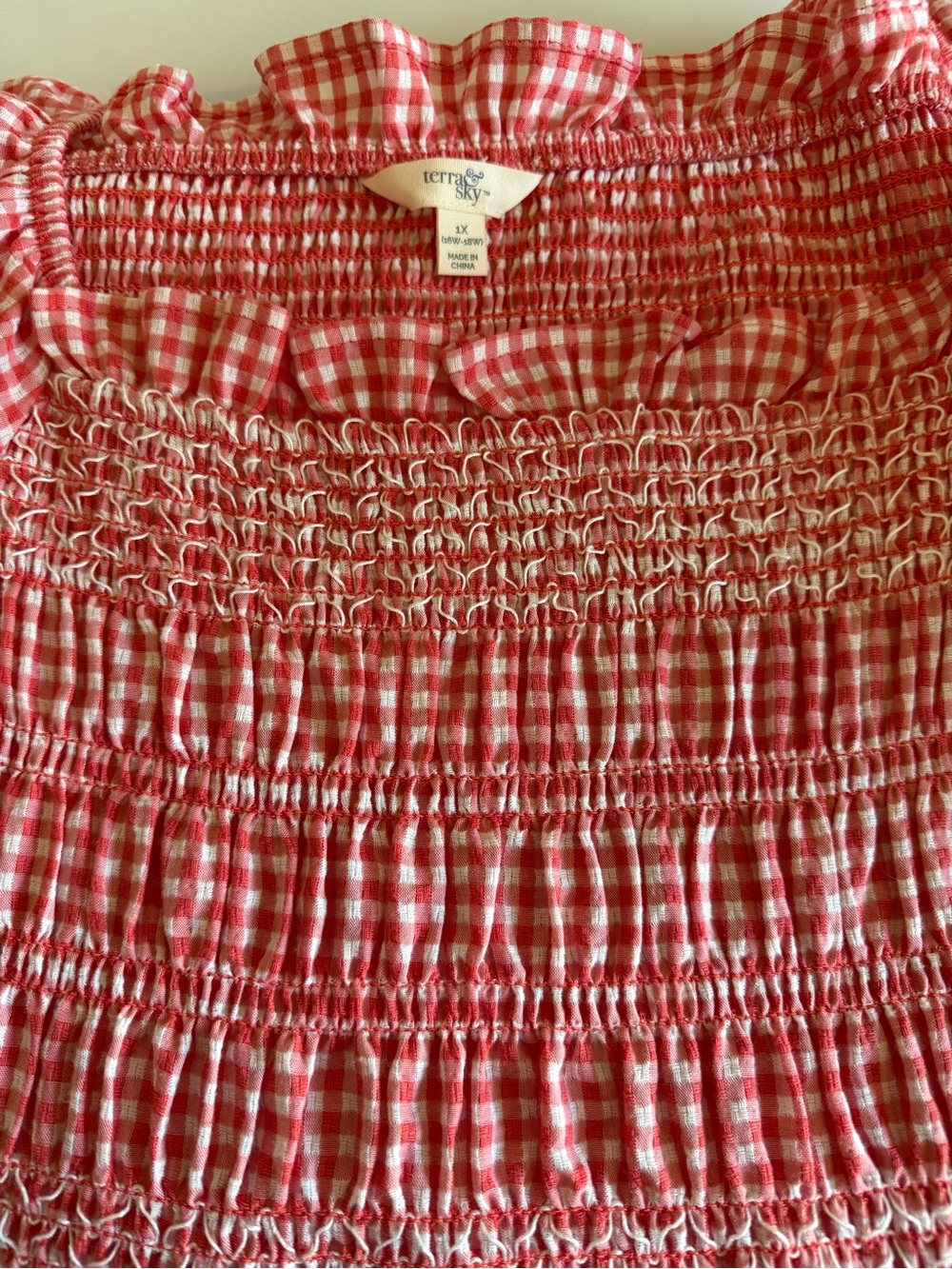 Gingham Smocked Dress Woman’s 1X - Picture 3 of 5